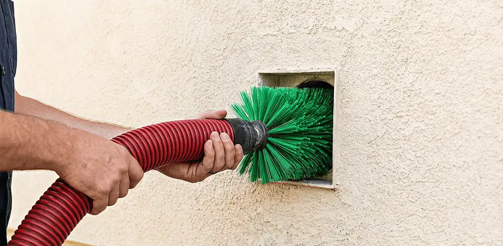 Air duct cleaning brush removing debris from a vent opening in Tallahassee, FL