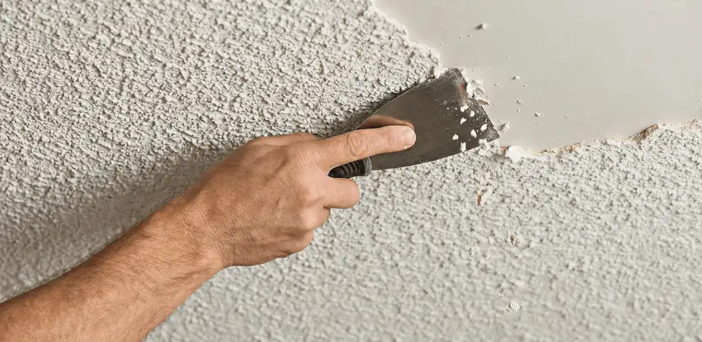 Popcorn ceiling removal scraping off textured ceiling finish in Tallahassee, FL