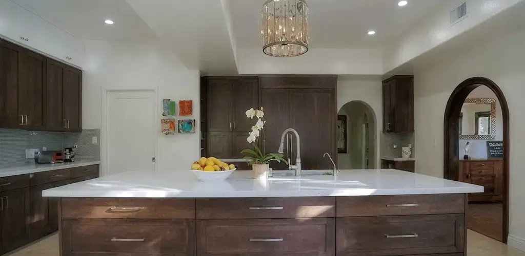 Cabinet refacing project with updated kitchen cabinets and island in Tallahassee, FL