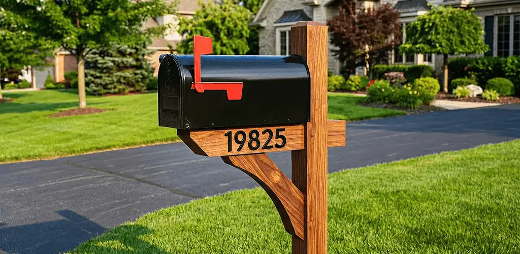 New mailbox installation with post and address number for a home in Tallahassee, FL